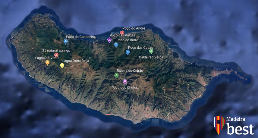 11 locais para nadar na natureza na Madeira- map